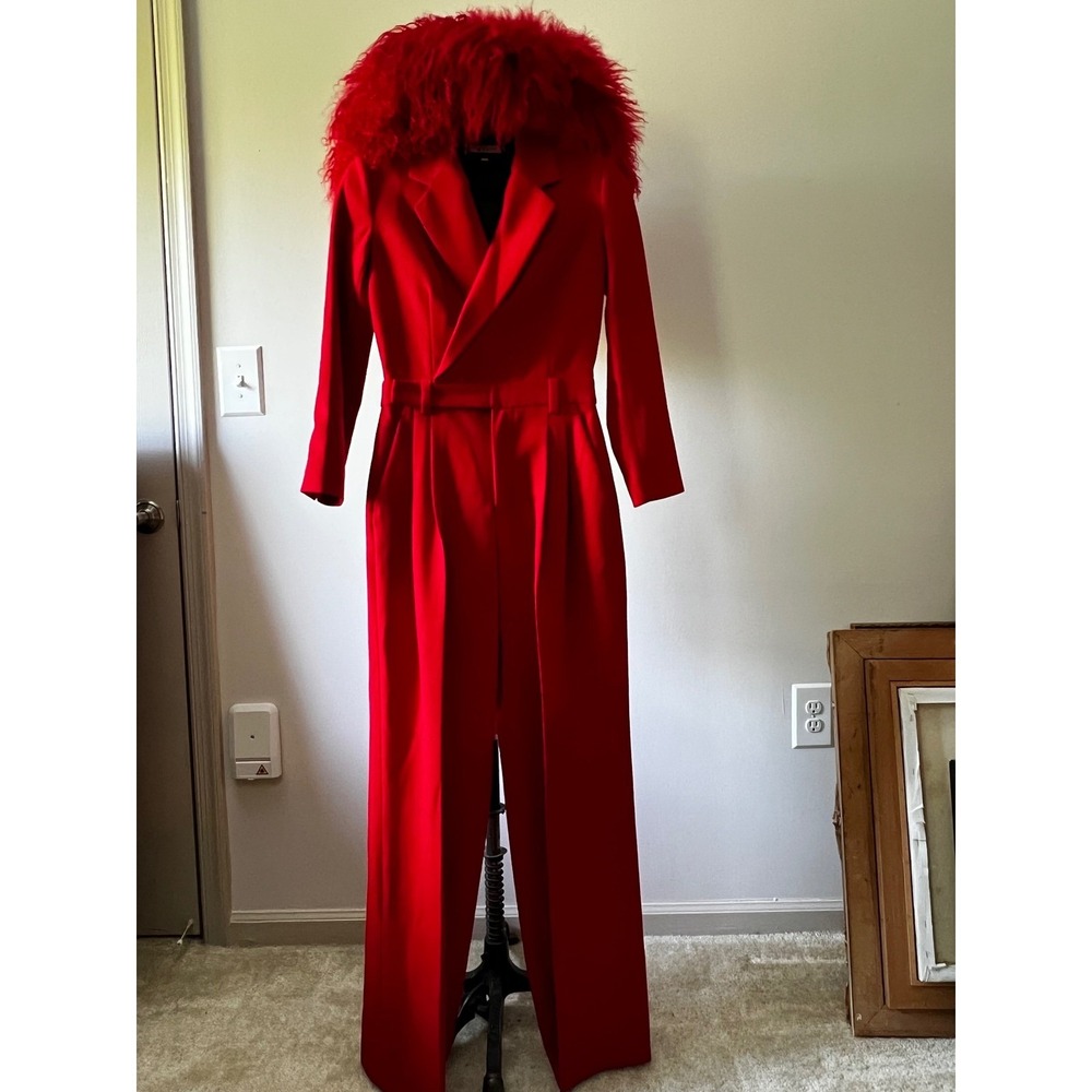 ALC Red Open Back Structured Jumpsuit Corporatesiren corpcore workwear Size 2